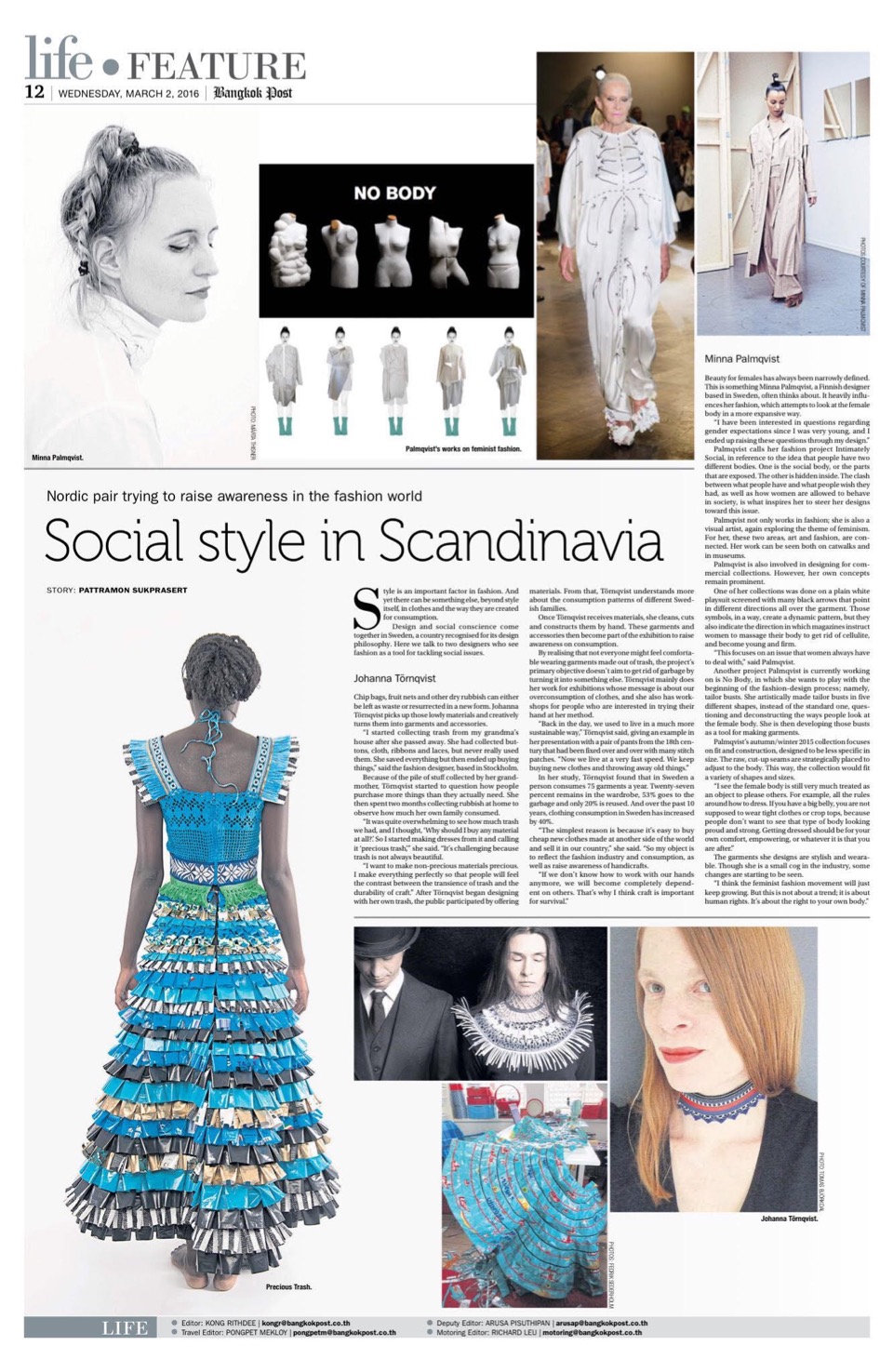 Johanna Törnqvist featured in BANGKOK POST